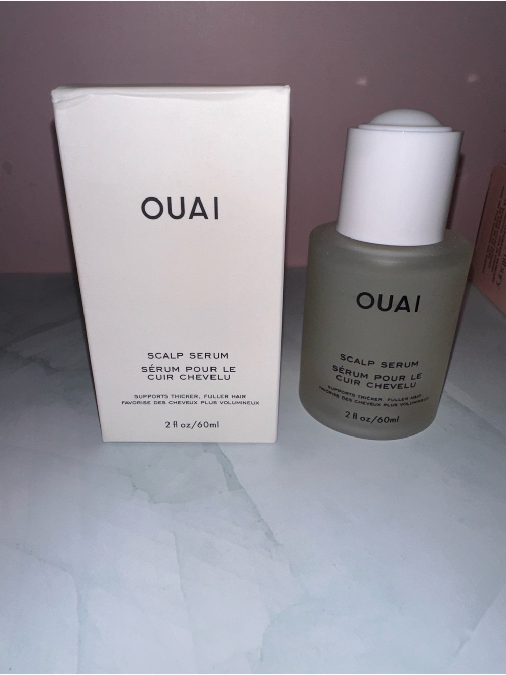 OUAI Scalp Serum - White, Frosted Glass Bottle